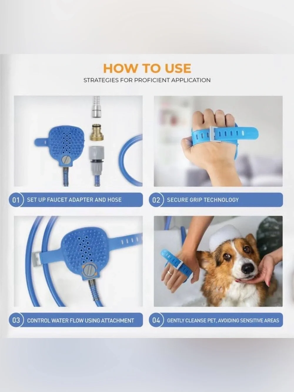 FurfectPet Pet Shower Hose Attachment-Soothing Massage Soft Silicone Bristles fo